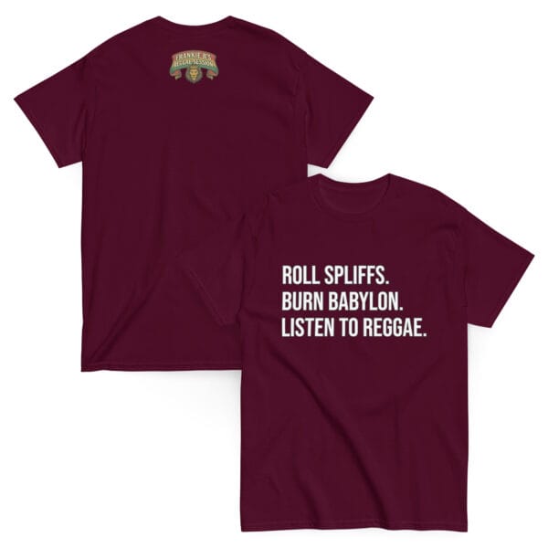 Roll Spliffs. Burn Babylon. Drop Bass. Unisex Classic Tee - Image 2