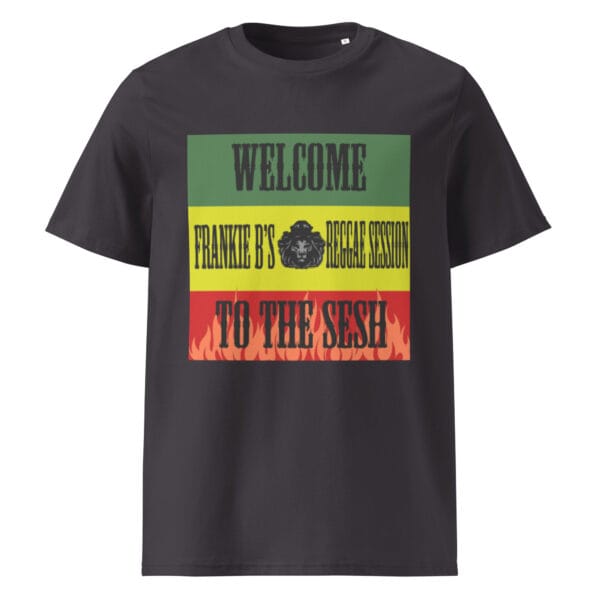 “Welcome to the Sesh” Unisex Organic Ribbed Neck Tee – Frankie B’s Reggae Session - Image 7