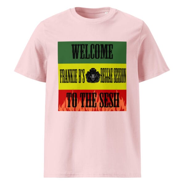 “Welcome to the Sesh” Unisex Organic Ribbed Neck Tee – Frankie B’s Reggae Session - Image 13