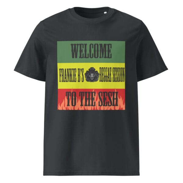 “Welcome to the Sesh” Unisex Organic Ribbed Neck Tee – Frankie B’s Reggae Session - Image 6