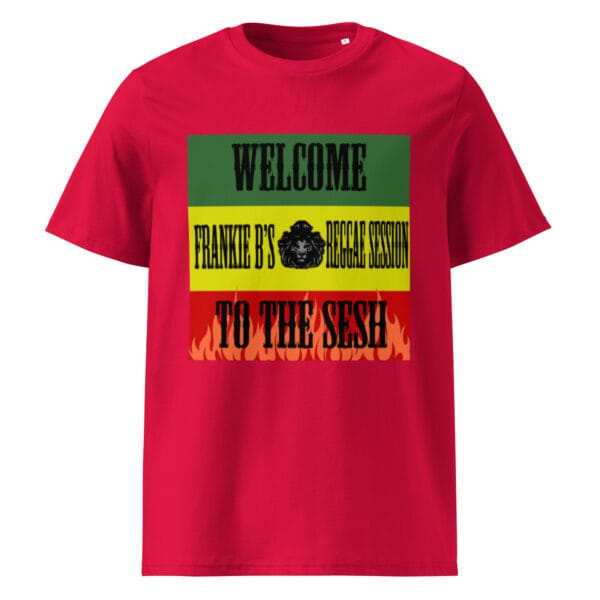 “Welcome to the Sesh” Unisex Organic Ribbed Neck Tee – Frankie B’s Reggae Session - Image 8